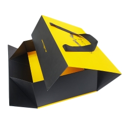 custom collapsible rigid box high quality with ribbon handle wholesale price